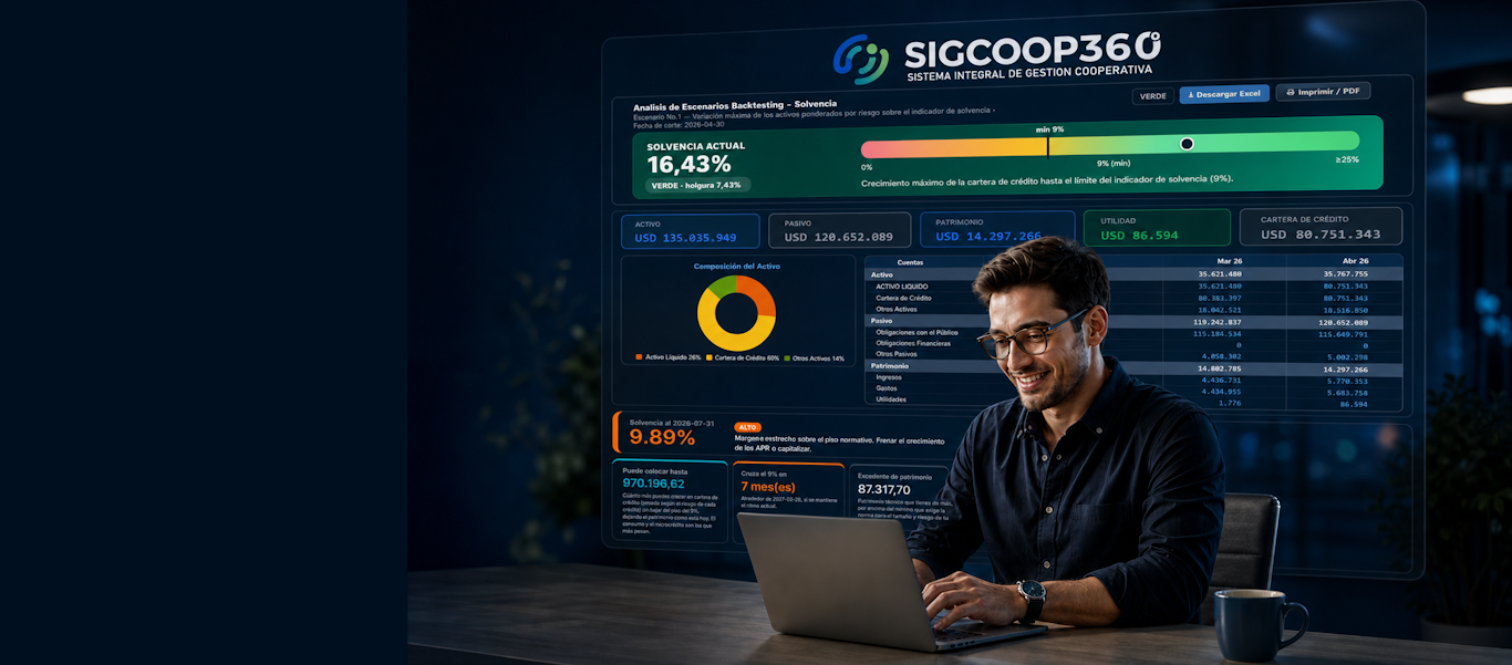 Análisis de escenarios de solvencia en SIGCOOP 360
